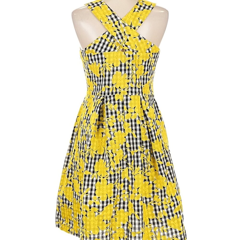 1901 | Yellow Floral Plaid Mini Dress - Picture 3 of 5
